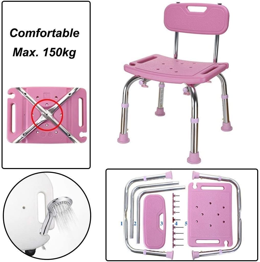 Taburete de Ducha, Asiento de baño de diseño Alto Ajustable con Respaldo, sillas de Ducha, Bancos, Asiento de bañera, Taburete de Ducha