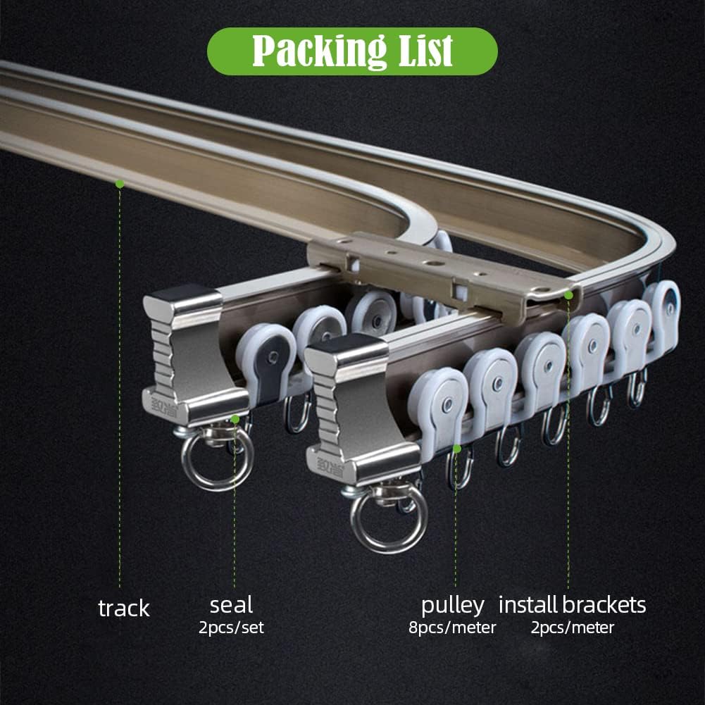ZSHINE Heavy Flexible Curtain Tracks for Bay Window Aluminum Alloy Silence Curtain Double Rods Curtain Accessories (White)