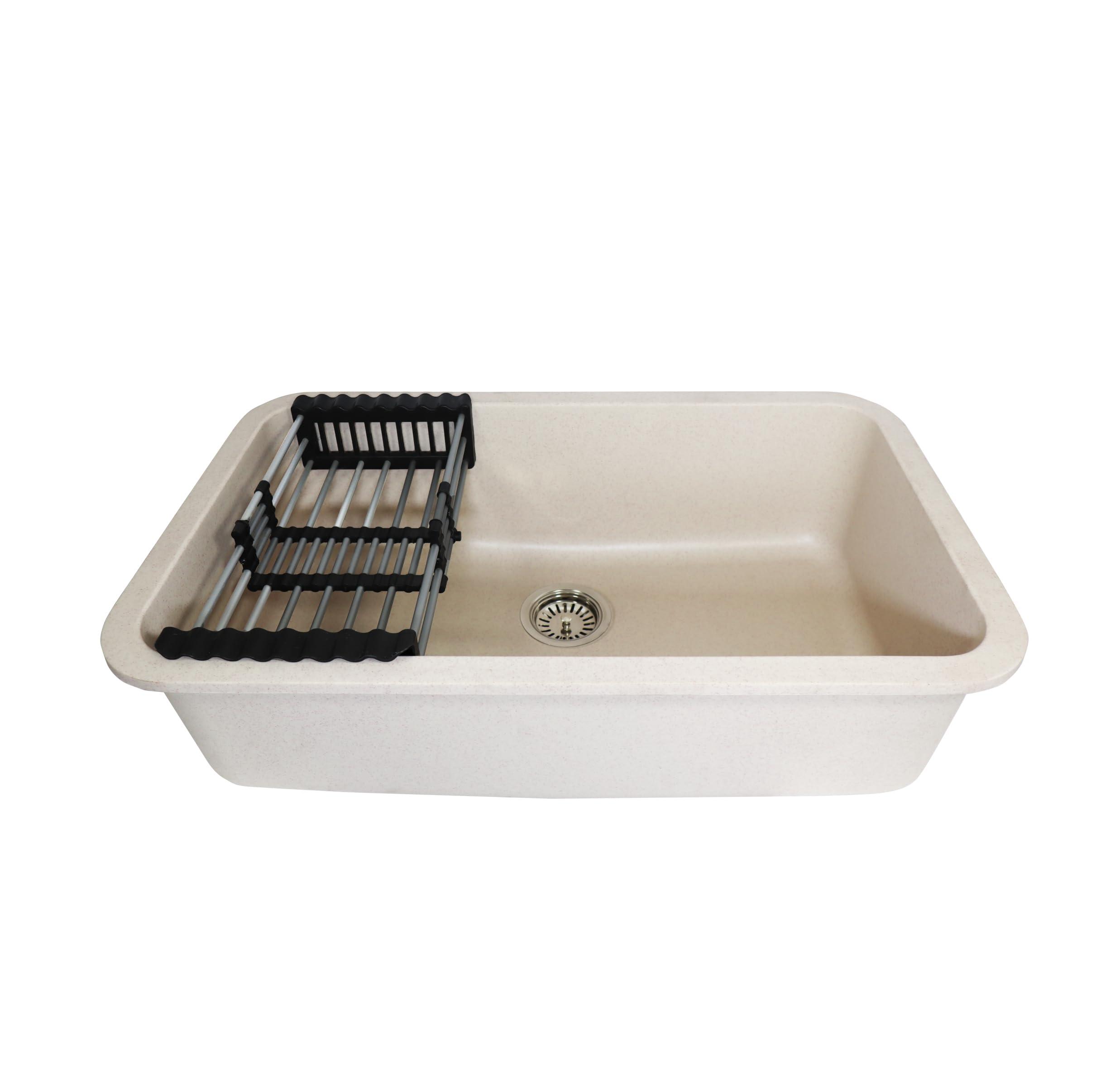Fossa 31"x19"x09" Inch Granite Quartz Kitchen Sink Single Bowl with Basket, Coupling, Waste Pipe Quartz German Engineered Technology Kitchen Sink Easy-to-Clean Sink (Peach Ivory) (B0D9M853RT) Amazon Price History, Amazon Price Tracker