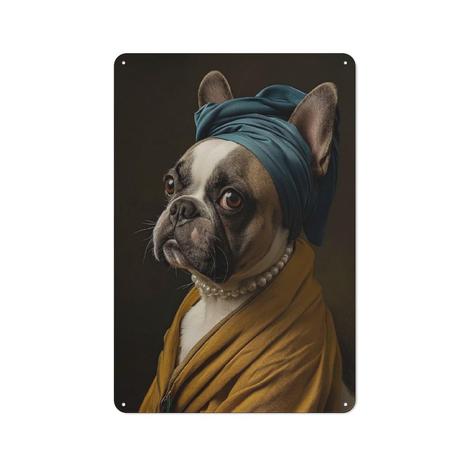 Junmoney Style-6 French Bulldog Pearl Rustic Metal Sign 30X20cm For Garden Room Or Summerhouse, For Summerhouse Decorators