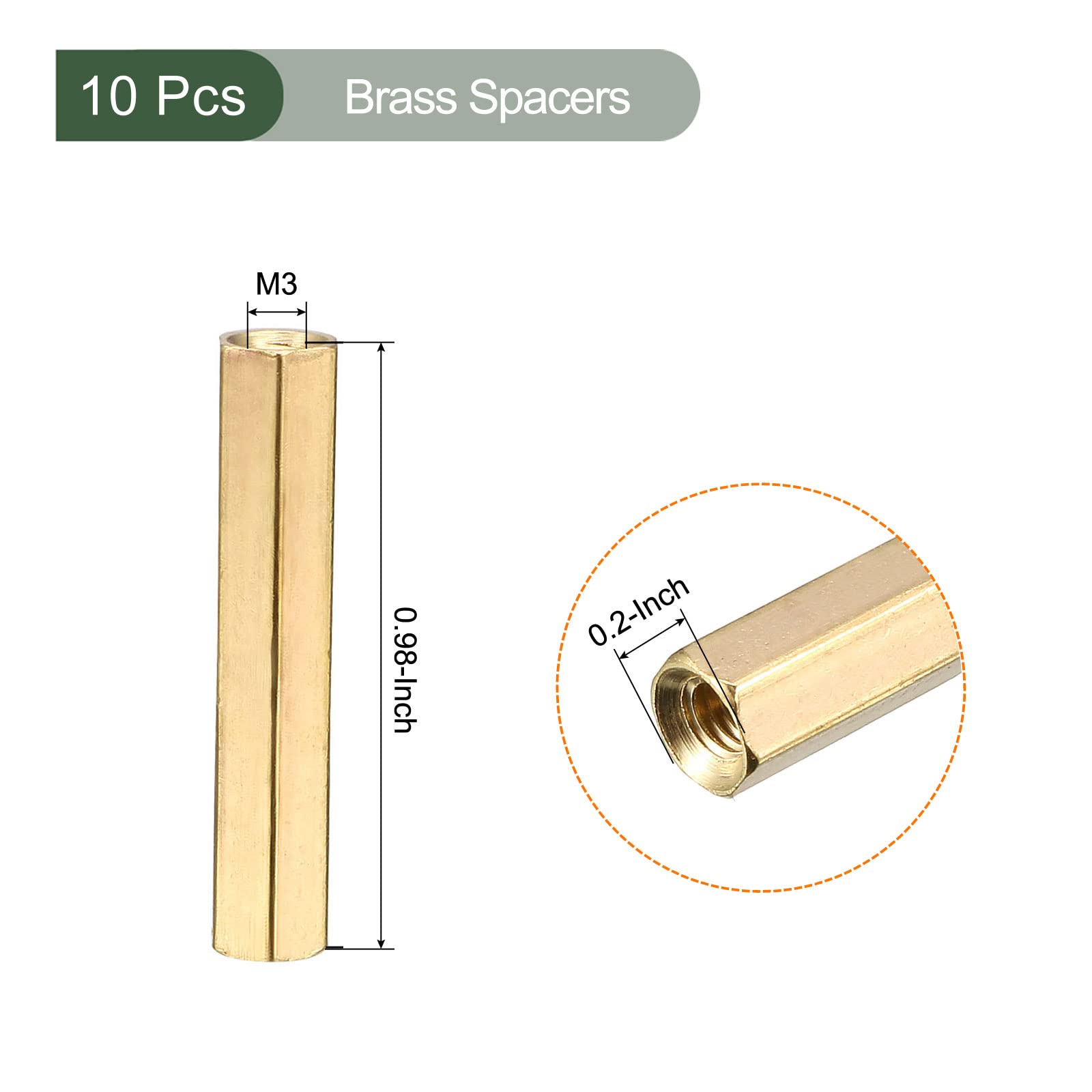 YOKIVE 10 Pcs M3 Spacers, Brass Hex PCB Standoffs Nuts, Keep Height Consistent, Great for Motherboard Circuit Board - Image 2