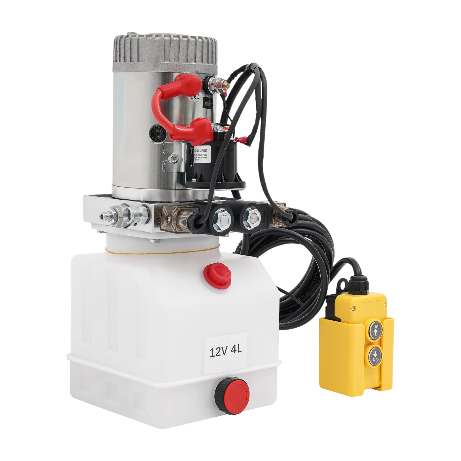 Bomba hidráulica de 12 V con depósito de 4 litros, bomba de remolque basculante de doble efecto, incluye control de cable de 4,5 m, unidad hidráulica de 1,6 a 3 kW para remolques de volcado y
