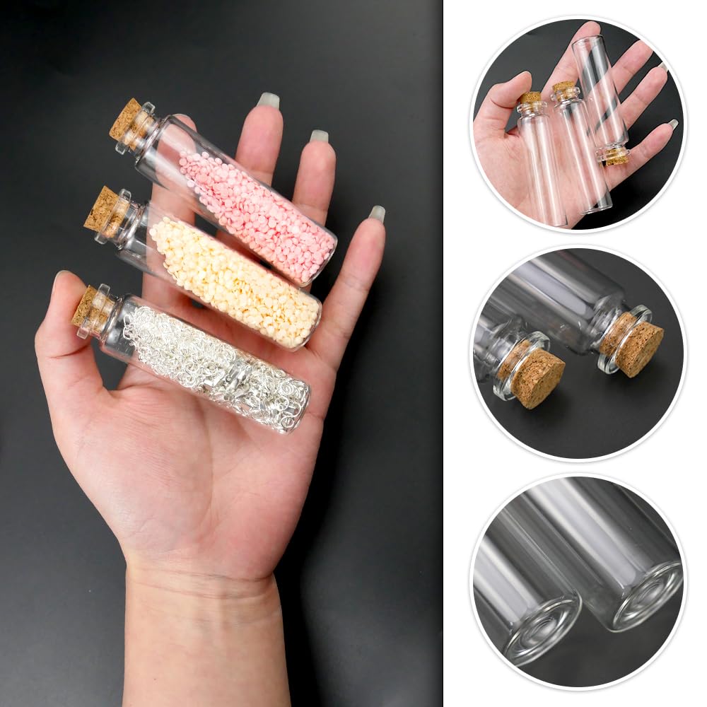 40 Fiole en Verre, 25 ml Petite Fiole en Verre avec Bouchon, Petite Bouteille en Verre avec Carte, Ficelle, Entonnoir, Pour Épices, Bonbons et Cadeaux DIY