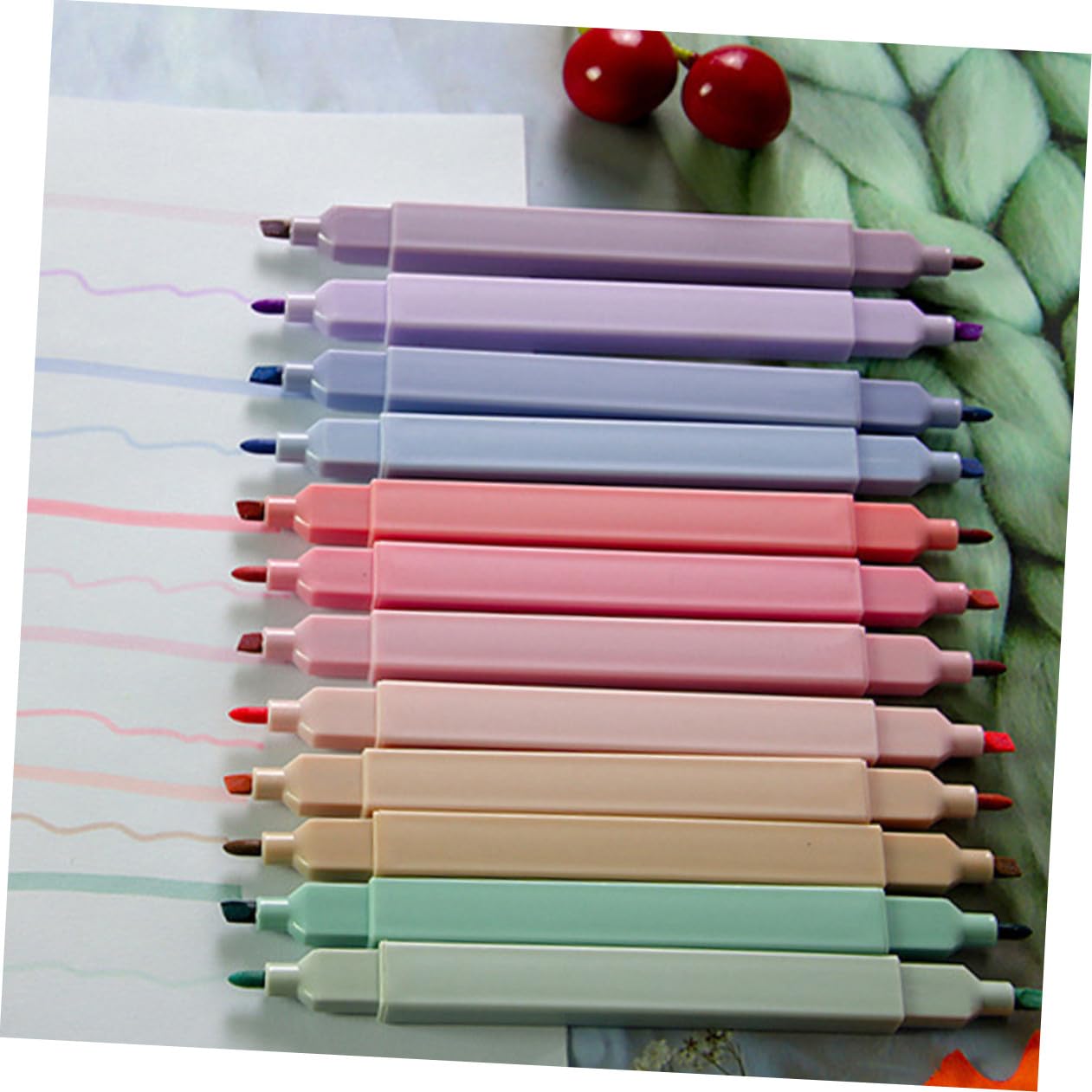 HOMSFOU 24pezzi Evidenziatori Portatili Doppia Estremità Di Penne Colorate Per Scrapbooking Uso Domestico e Scolastico Pigmenti Base d Acqua Duraturi e Colori Intensi