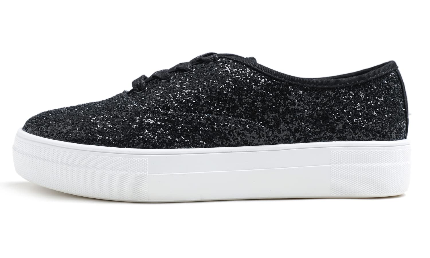 FEVERSOLE Women's Fashion Dress Sneakers Party Bling Casual Flats Embellished Shoes