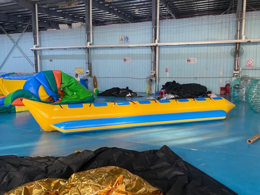 0.9mm PVC Inflatable Banana Boat, Inflatable Boat Tube, 8-Person Towable Tube for Boating, Inflatable Ride-on Banana Float Includes Storage Bag, air Pump
