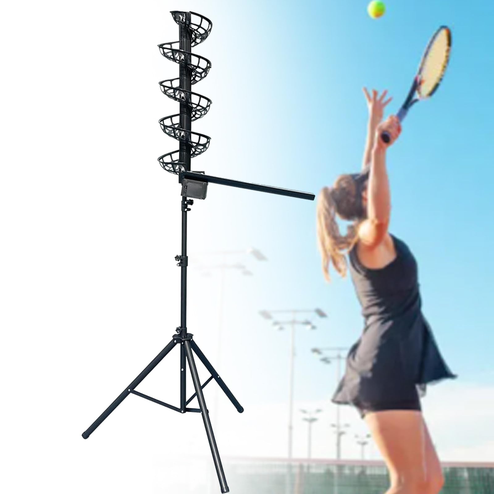 Macchina portatile per palline da tennis, ad alta capacità, per 33 palline, ricaricabile e regolabile per pratica, perfetta per uso ricreativo e professionale