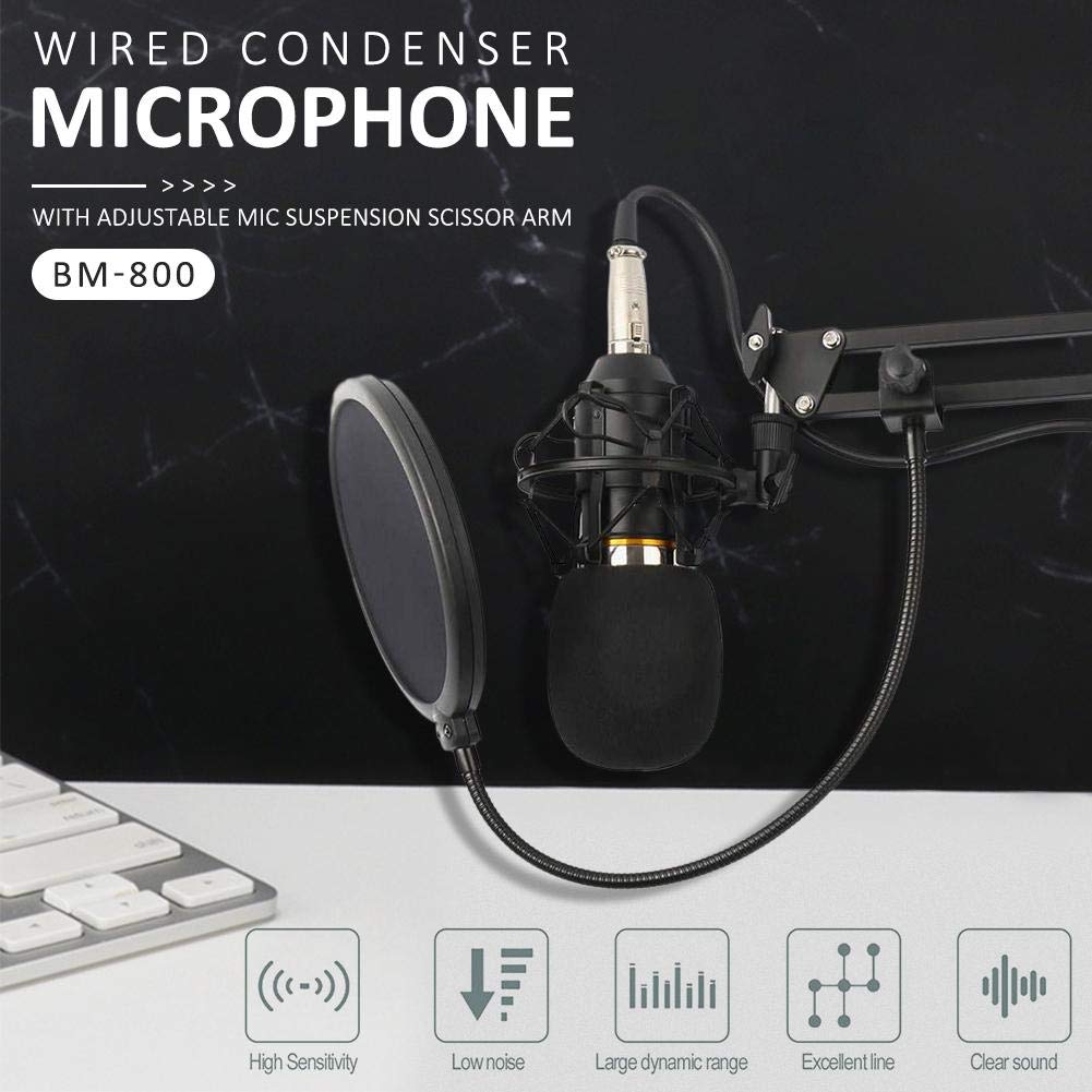 Microphone BM 800 pour studio à condensateur, enregistrement vocal, karaoké, microphone pour ordinateur PC de YIDOBLO