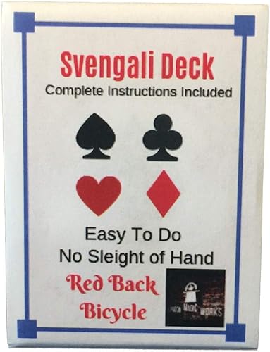 Paquete de dos mazos Svengali rojos; incluye más de 100 trucos, dos mazos que seguramente sorprenderán
