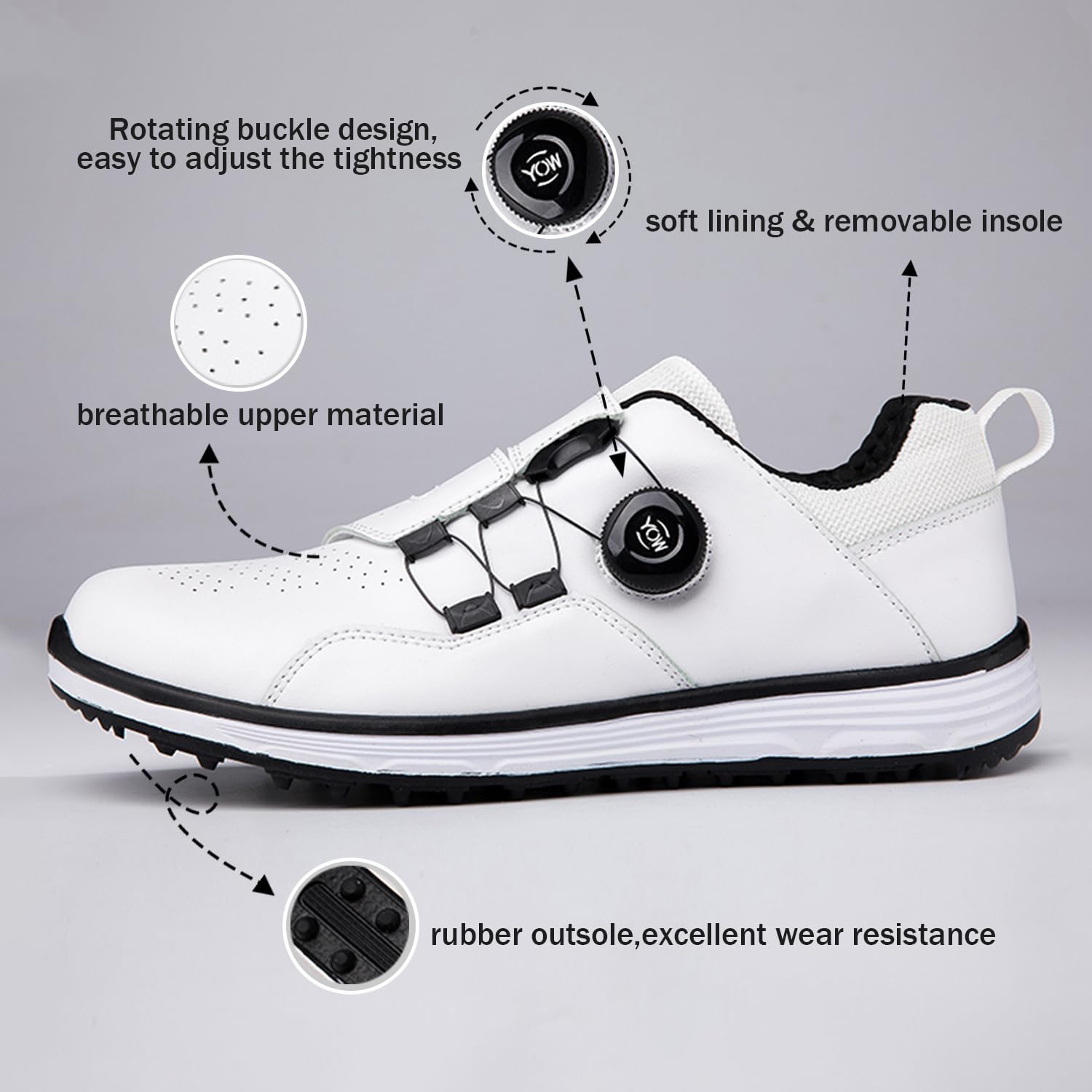 Scarpe da golf da uomo, senza tacchi, antiscivolo, resistenti alle intemperie, casual, da allenamento