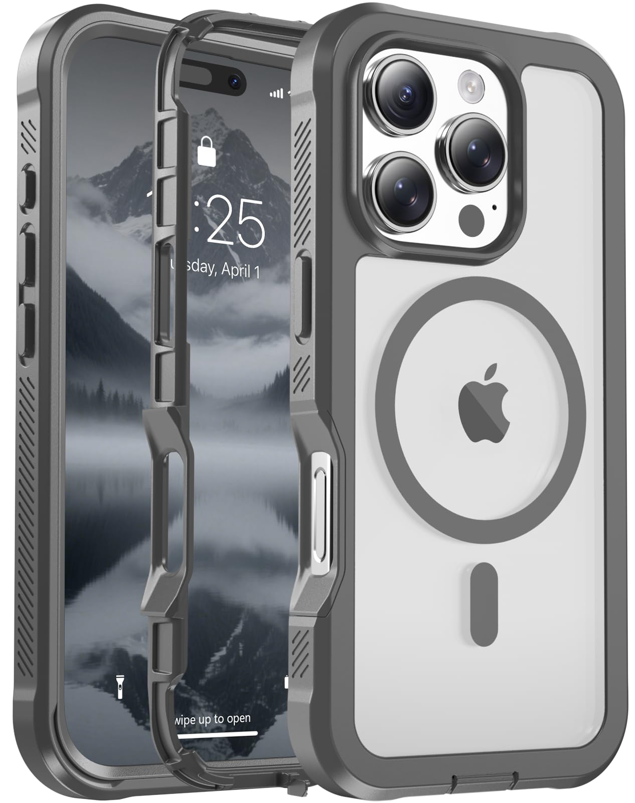 jaroco Magnetic for iPhone 16 Pro Case Heavy Duty Protection Gray
