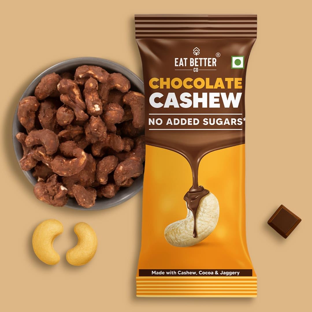 Eat Better Co Chocolate Coated Cashews β No Added Sugar, Naturally Sweetened with Jaggery, Healthy Chocolate Snack (40 g)