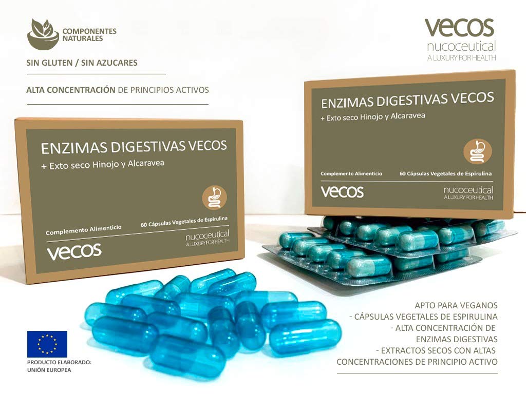 Enzimas digestivas con alta concentración de papaína, bromelina y digezyme para mejorar la digestión y ayudar a la absorción de nutrientes – Mejora la salud gastrointestinal – 60 cápsulas vegetales