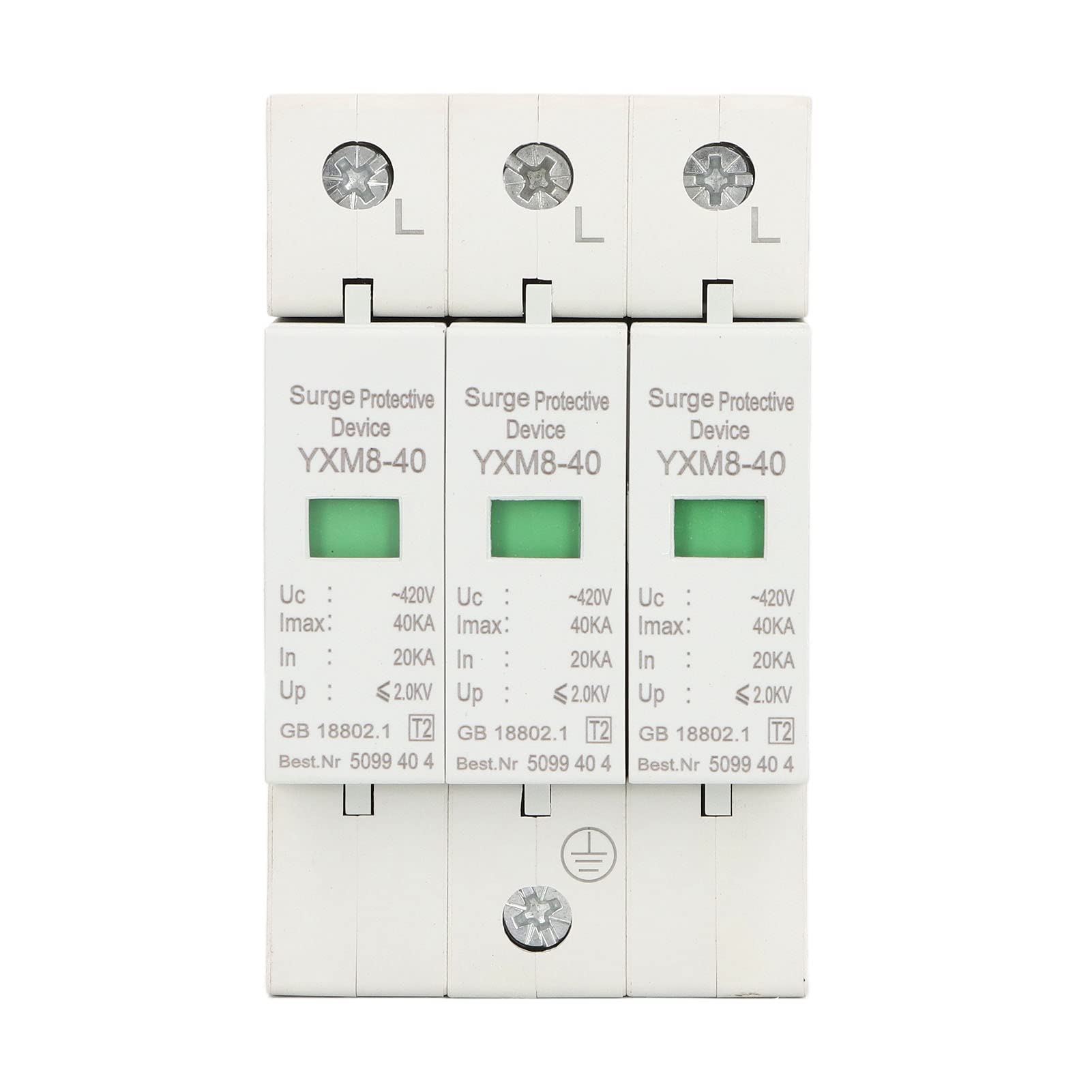 Protective Device 3P 40KA 420V, Whole House Voltage Protector Arrester for Electrical Safety, DIN Rail Mount SPD for Home and Office
