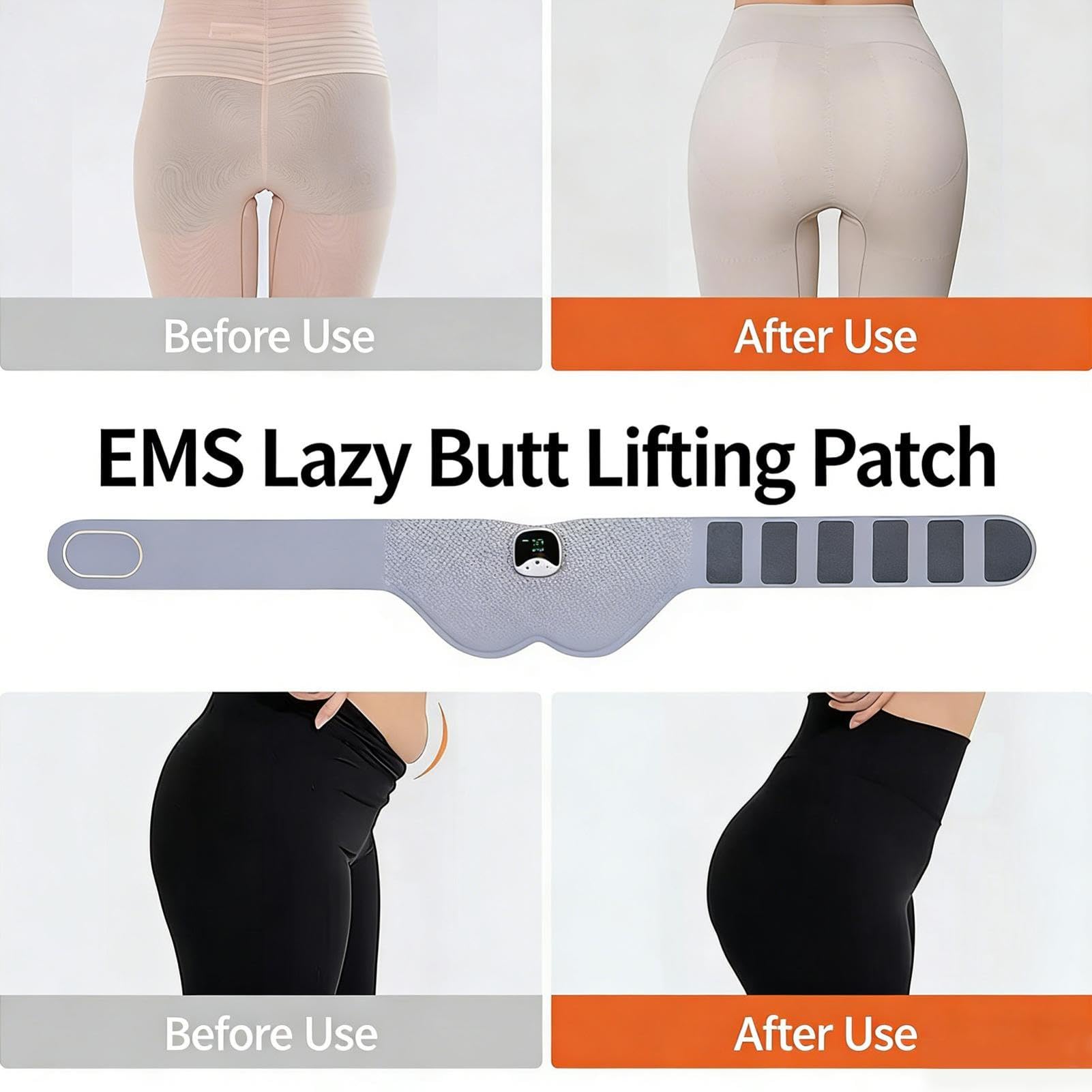 Generico Elettrostimulatore per Glutei EMS | Cintura Tonificante con 10 modalità e 30 Intensità | Trainer per Fianchi Ricaricabile per Uomo e Donna | Grigio Argento
