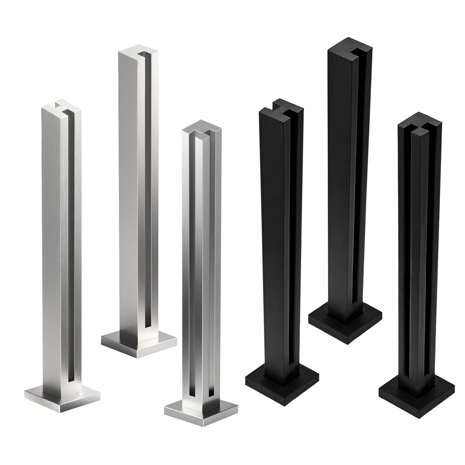 Glass Railing Post, No-Punch Heavy-Duty Glass Railing with Spigot Slots & Base, 304 Stainless Steel Clamp Bracket for Deck Balusters, Balcony, Patio, Stairs, Customized