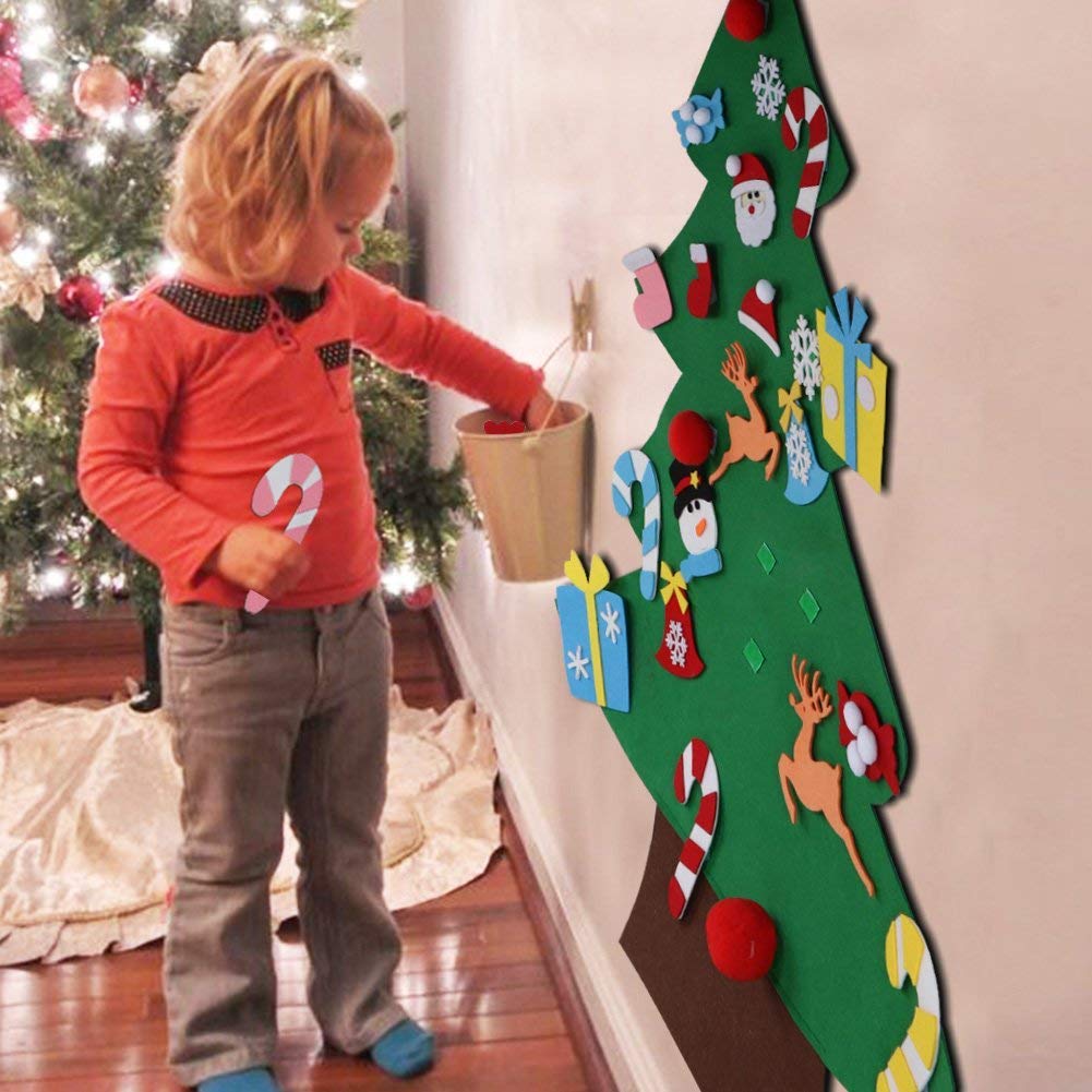 Filz Weihnachtsbaum Set 100cm - DIY Weihnachtsbaum Mit 32 Deko-Elementen Für Kinder