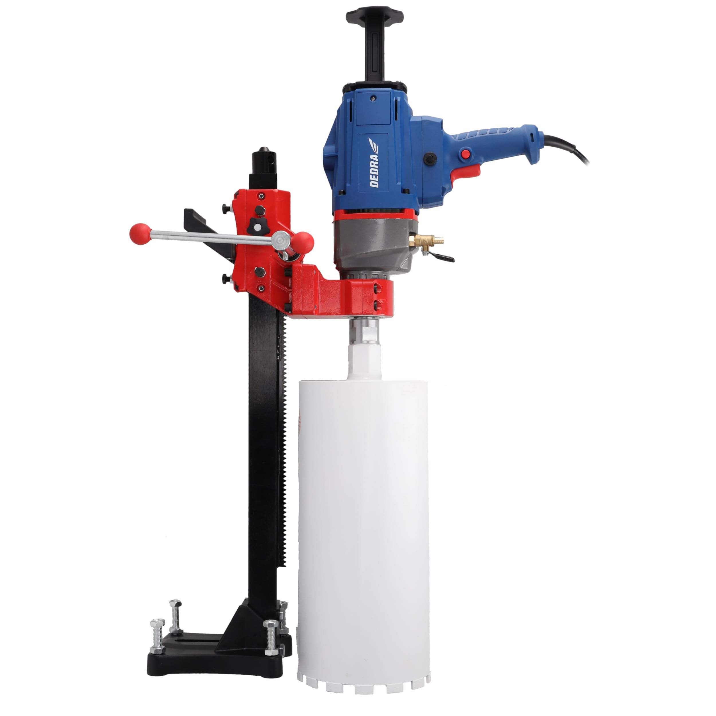 Trapano a nucleo DEDRA max. diametro Ø 130 mm spessore 1700 W, peso 4,8 kg, 0 – 1990 giri/min, protezione IP20, softgrip, velocità regolabile, interruttore PRCD, inserto corona da 1 ¼"