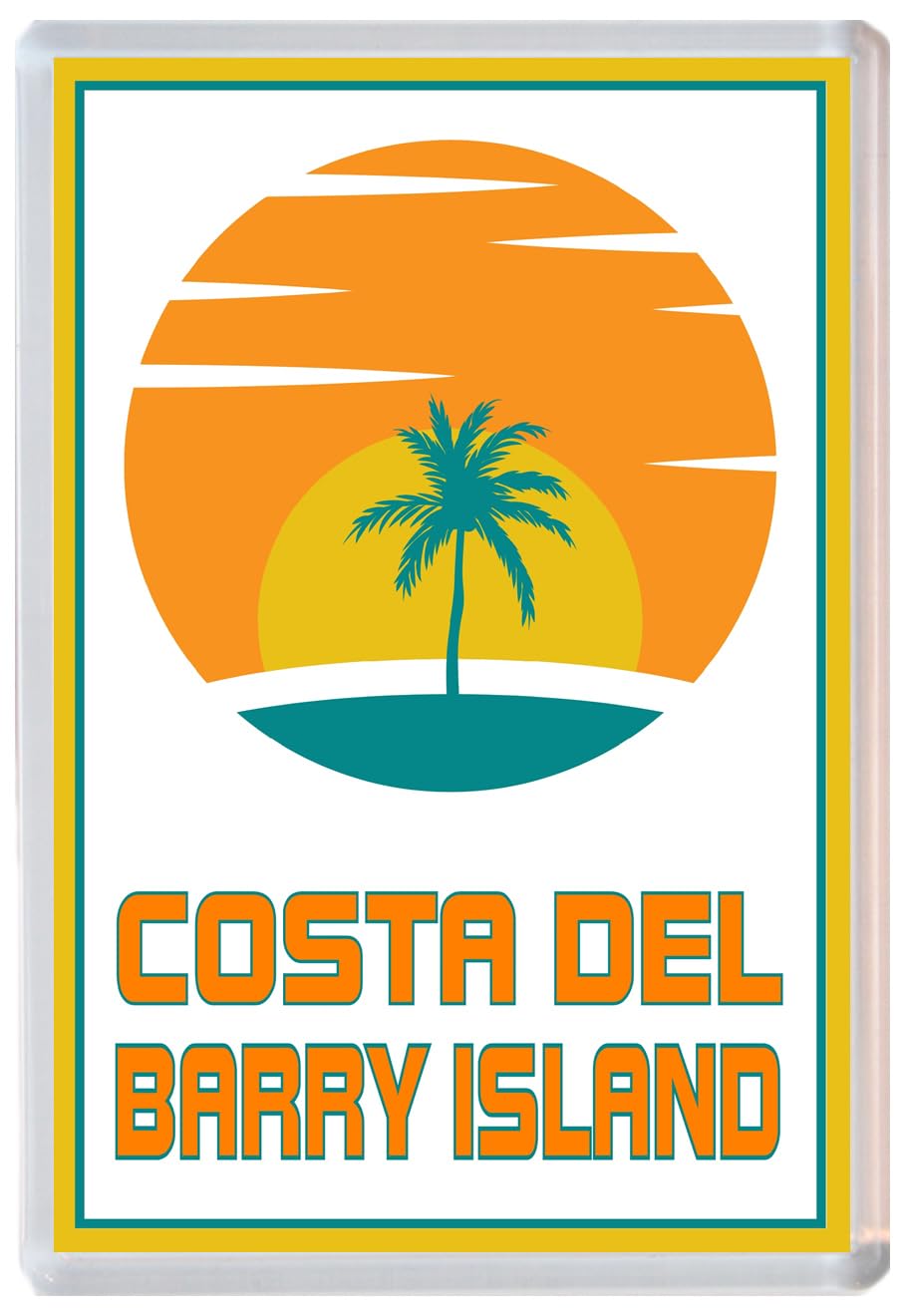Baked Bean Store Multicolor Costa Del Barry Island - Jumbo Fridge Magnet 96 X 67Mm