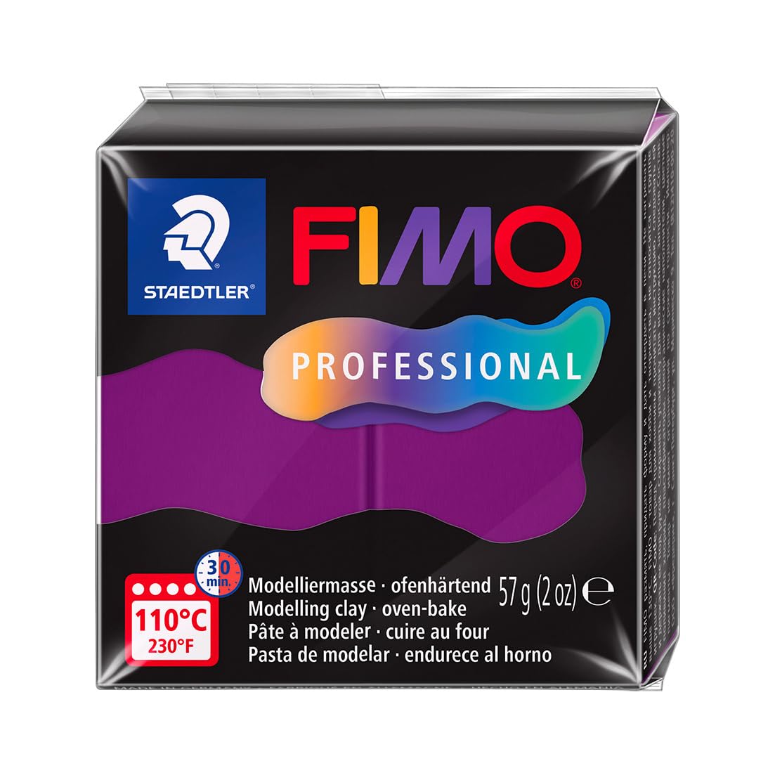STAEDTLER Polymer Modelling Clay - FIMO Professional - Oven Bake Clay - Violet, 57g - 1 Block, 8040-61