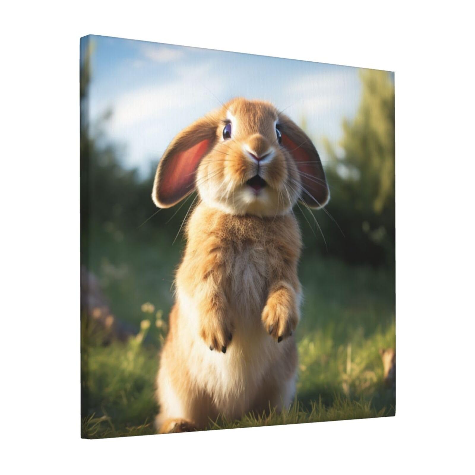 FodPand Cute Funny rabbit Canvas Wall Art for Living Room Wall Decor 12"x12" Modern Artwork Painting Pictures Hanging Canvas Prints Aesthetic Wall Art for Bedroom Bathroom Office Wallart Decor