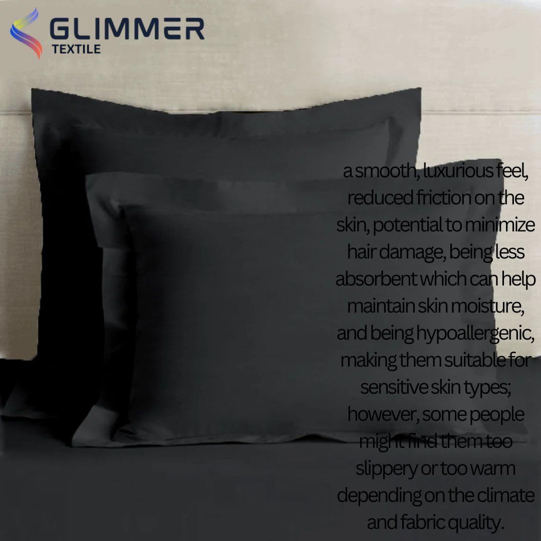 Organic Cotton Pillow Shams Pack of 2, 1000 Thread Count, Cal King/King Size (20"x40"), Zipper Closure, Decorative, Very Soft, Easy to wash, Hair & Skin Friendly, Black