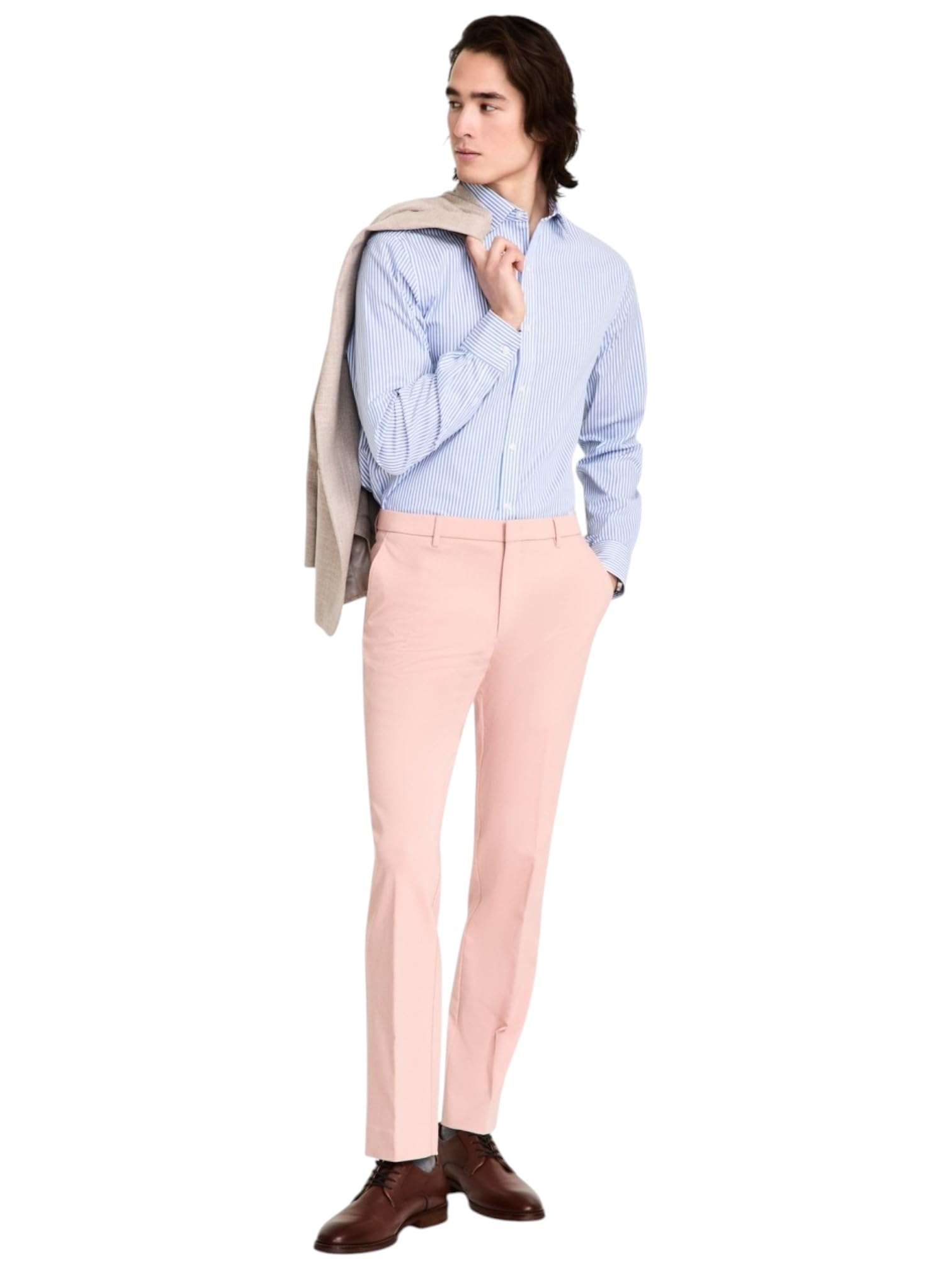 Tommy Hilfiger Mens Modern fit Dress Pants 42 32 Pink Solid