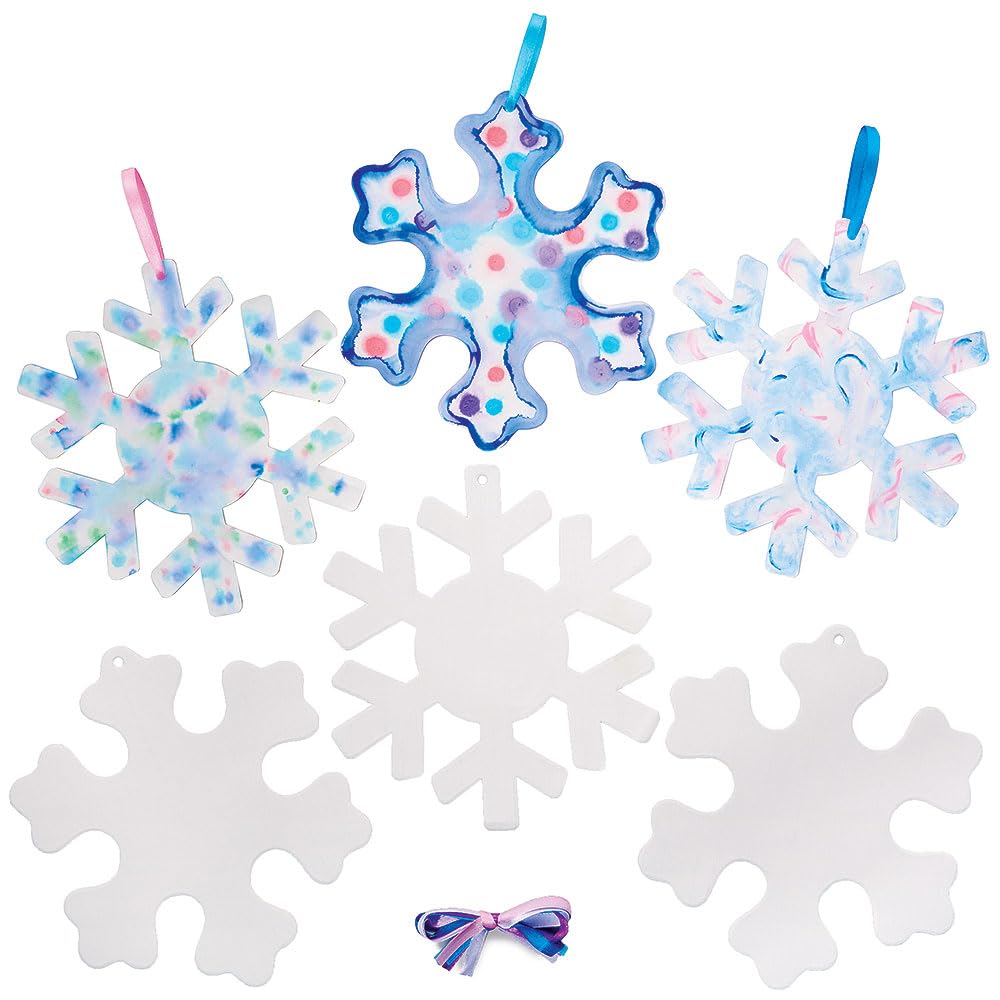 Baker Ross FX302 Snowflake Colour Diffusing Paper Shapes - Pack of 30, Winter Christmas Paper Decorations, Hanging Christmas Decorations, Arts and Crafts for Kids