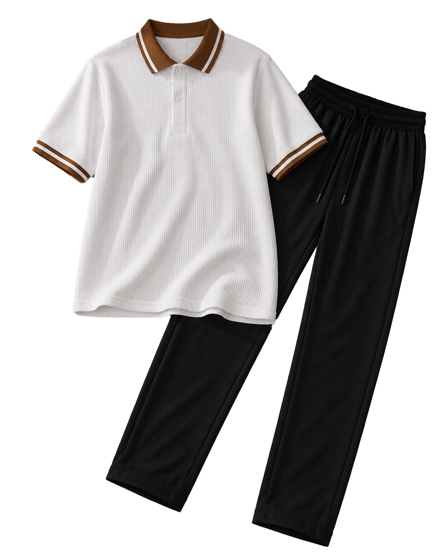 ausk Men's Premium Polo Co-Ord Set | Cotton Blend Polo T-Shirt & Elastic Waist Track Pant | Casual Summer Wear | Lounge Wear | Travel Wear Clothing Set for Men-picture-46