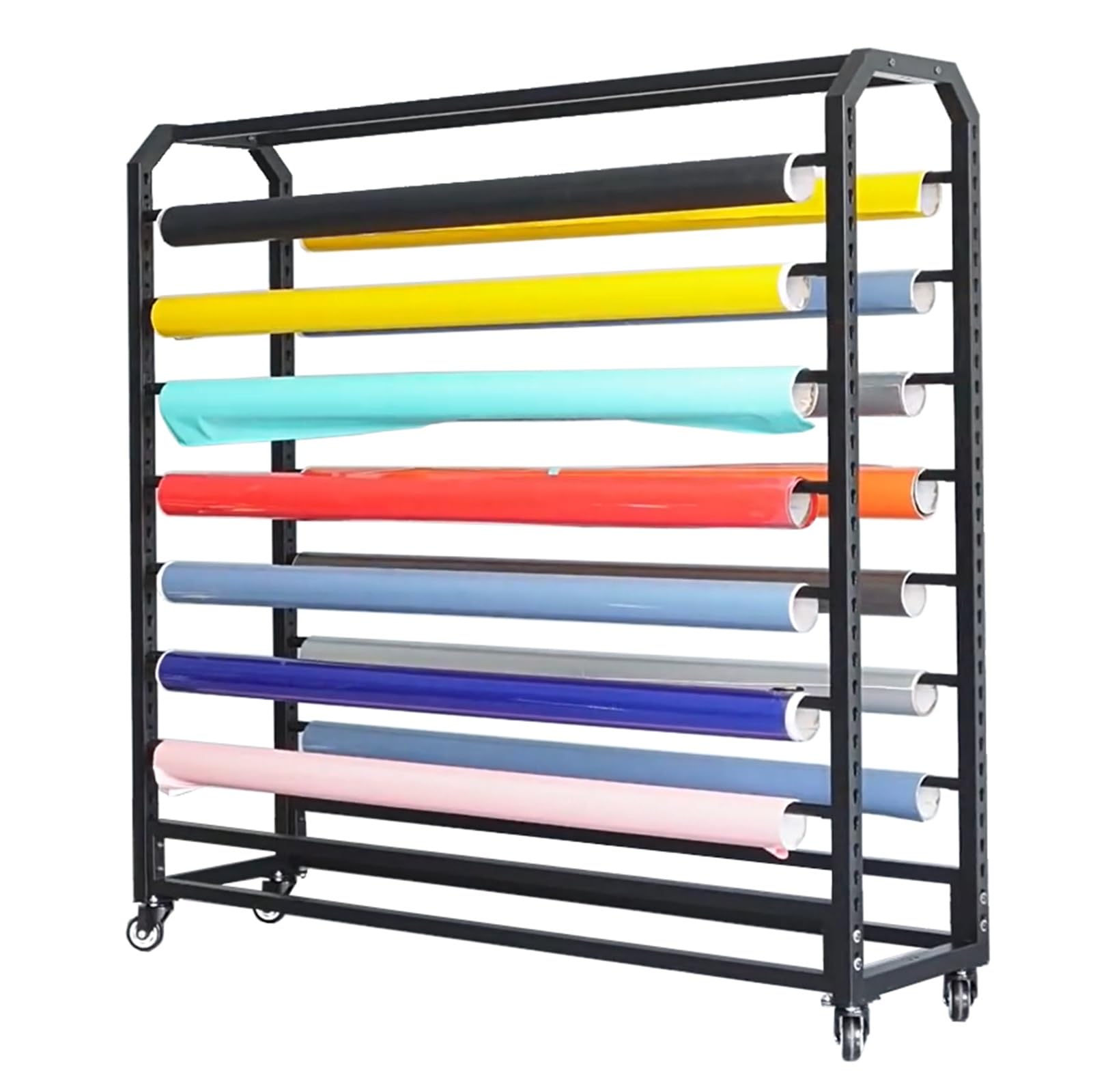 Generico Carrello espositivo in Tessuto Regolabile di Grandi Dimensioni, Organizer per Rotoli di Vinile per pellicole per Auto e finestre, Soluzione di stoccaggio salvaspazio (160 cm, 12 aste)