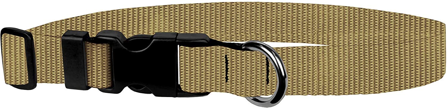 Dog Collar - Colored Adjustable Pet Collars, 3/4 Inch Wide, Small, Tan
