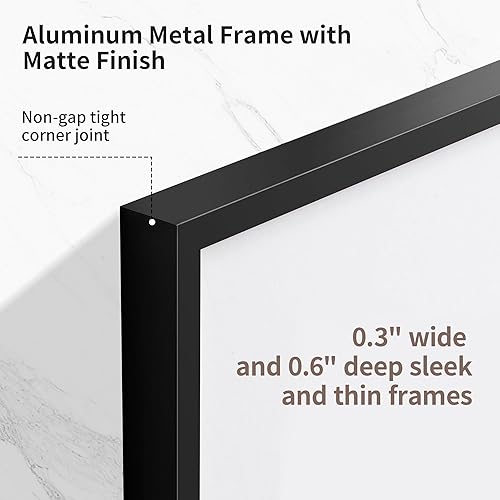 Miniatura 23 de Fun Memories Portarretratos de metal de 16 x 20 pulgadas con paspartú de 11 x 14 pulgadas, acabado de aluminio cepillado, parte delantera de vidrio