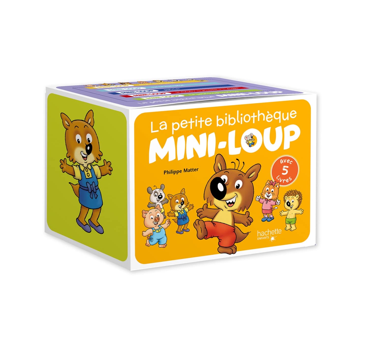 La petite bibliothèque Mini-Loup - avec 5 livres: Coffret en 5 volumes : Minou-Loup policier ; Mini-Loup sur la banquise ; Mini-Loup et les dinosaures ... le chevalier, la princese et le dragon
