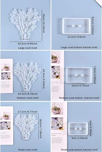 Miniatura 7 de FineInno 3 moldes de resina de arrecife de coral, moldes de silicona para algas marinas con soporte, moldes de epoxi, moldes para exhibición de