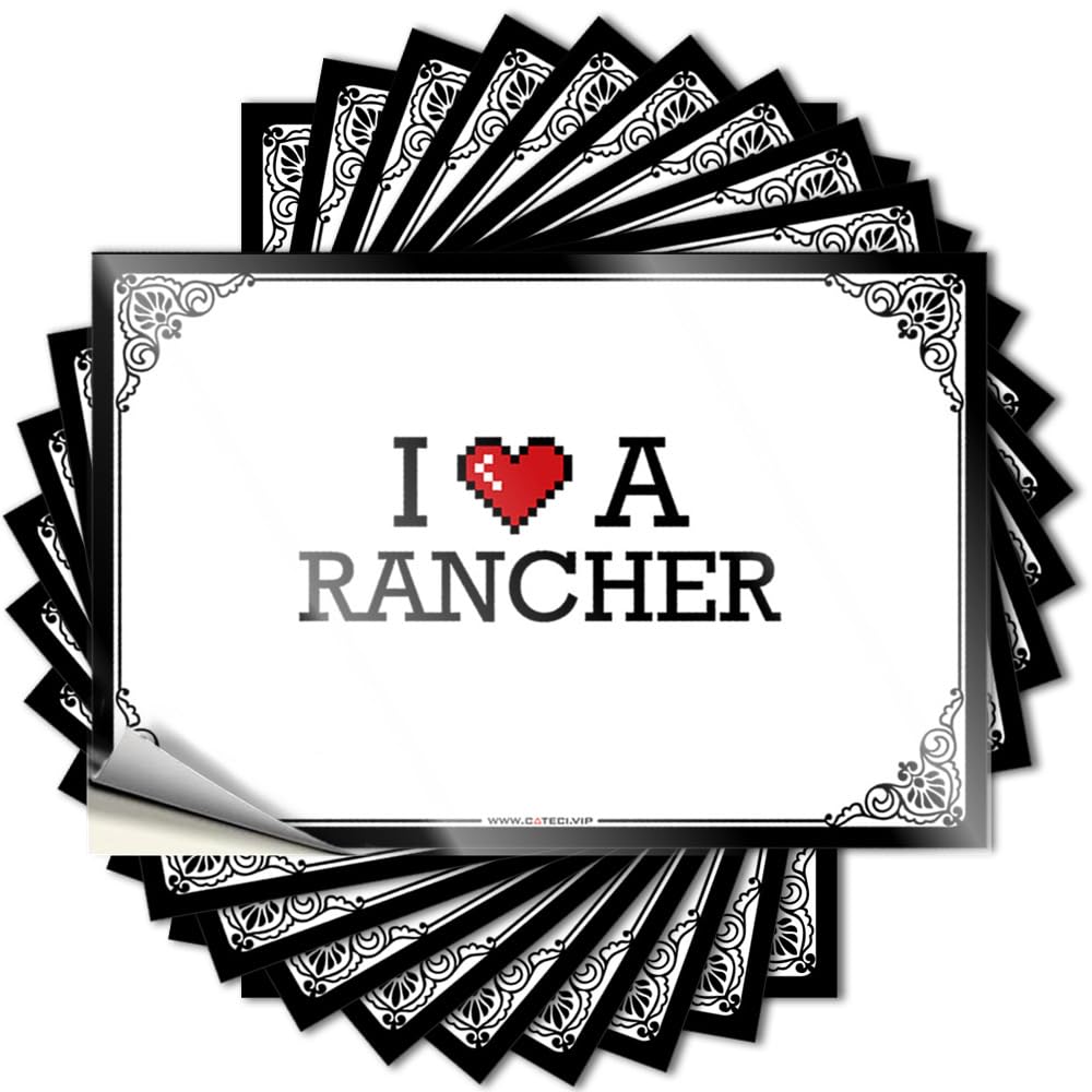 I Love A Rancher Stitch Antimicrobial | Girly Decal Bumper Removable Vinyl Sticker Decal(12X18CM)