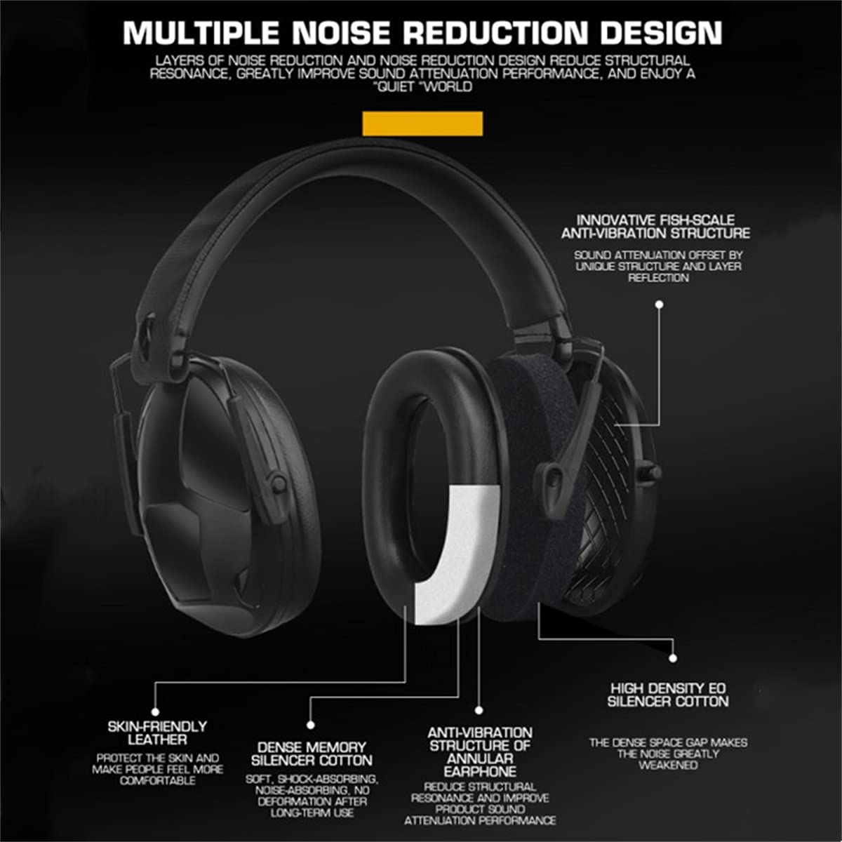 ACEXIER Tactical Shooter Auriculares con reducción de ruido Orejeras antirruido Protector auditivo Auriculares plegables para disparos de caza