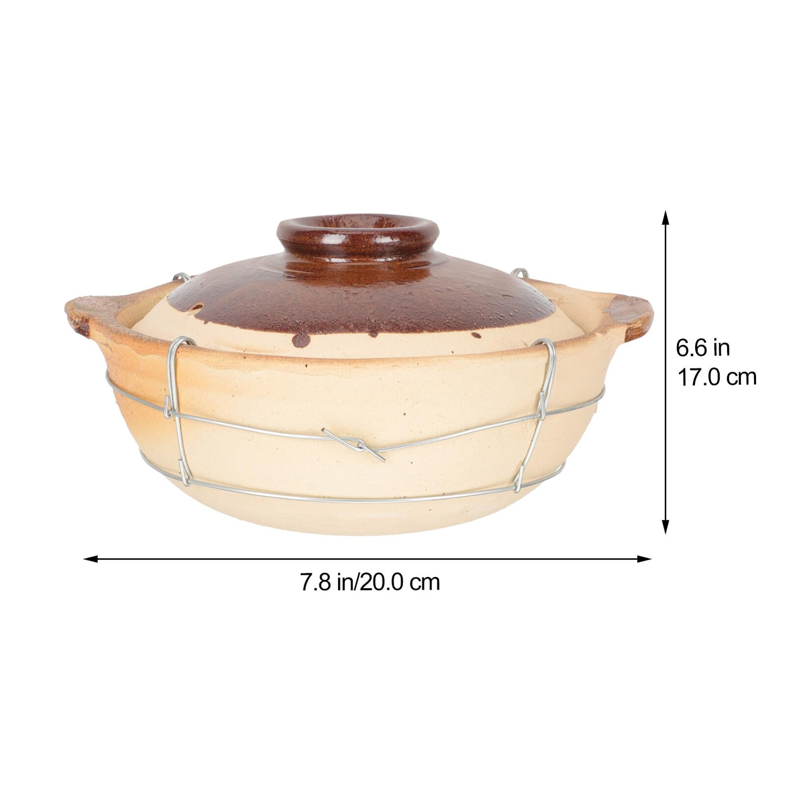BESPORTBLE Cacerola de Barro para Guisar 05L con Mango Único Olla de Cerámica Resistente a Altas Temperaturas Adecuado para Cocinar Casa y Estufa Cazuela para Arroz y Sopas