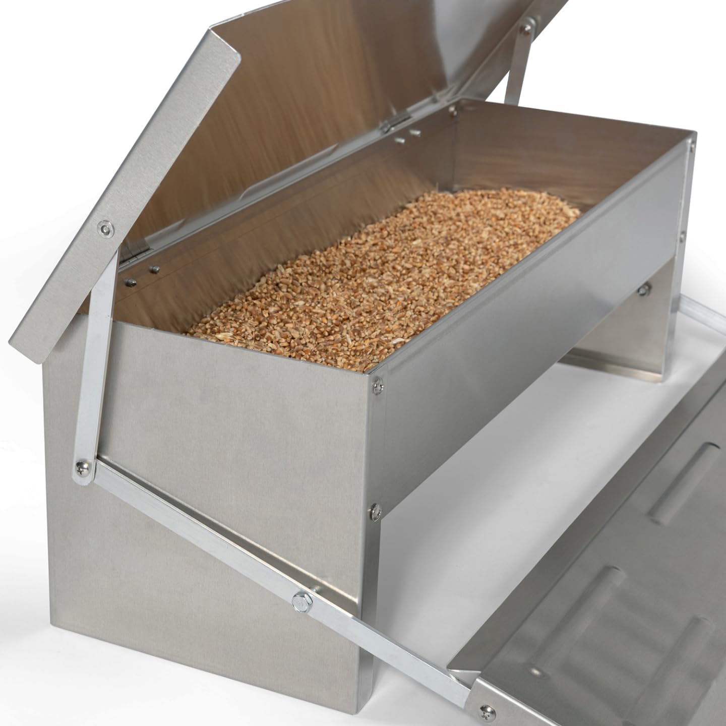 Mangiatoia Automatica Per Polli Da 5 Kg, In Acciaio Zincato Con Pedale - Si Apre Da Sola, Impermeabile E A Prova Di Topi, Perfetta Per Il Pollame