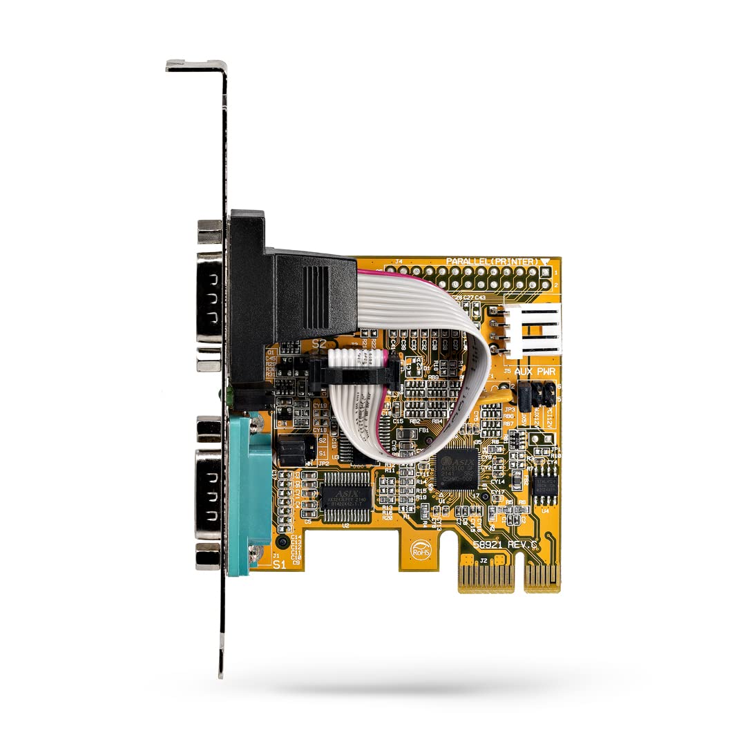 StarTech.com Carte Série PCI Express à 2 Ports - Carte d'Extension PCIe à RS232/DB9 - Adaptateur PCIe, UART 16C1050, Supports Standard ou Profil Bas - Rétention COM, Win/Linux (21050-PC-SERIAL-LP)