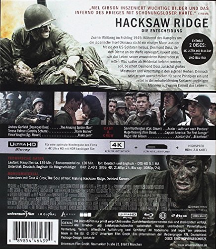 Hacksaw Ridge: Die Entscheidung – 4K Blu-ray (UHD + Blu-ray Disc)