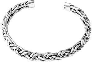 Men's Sterling Silver Bracelet: 925 Heavy Braided Bangle