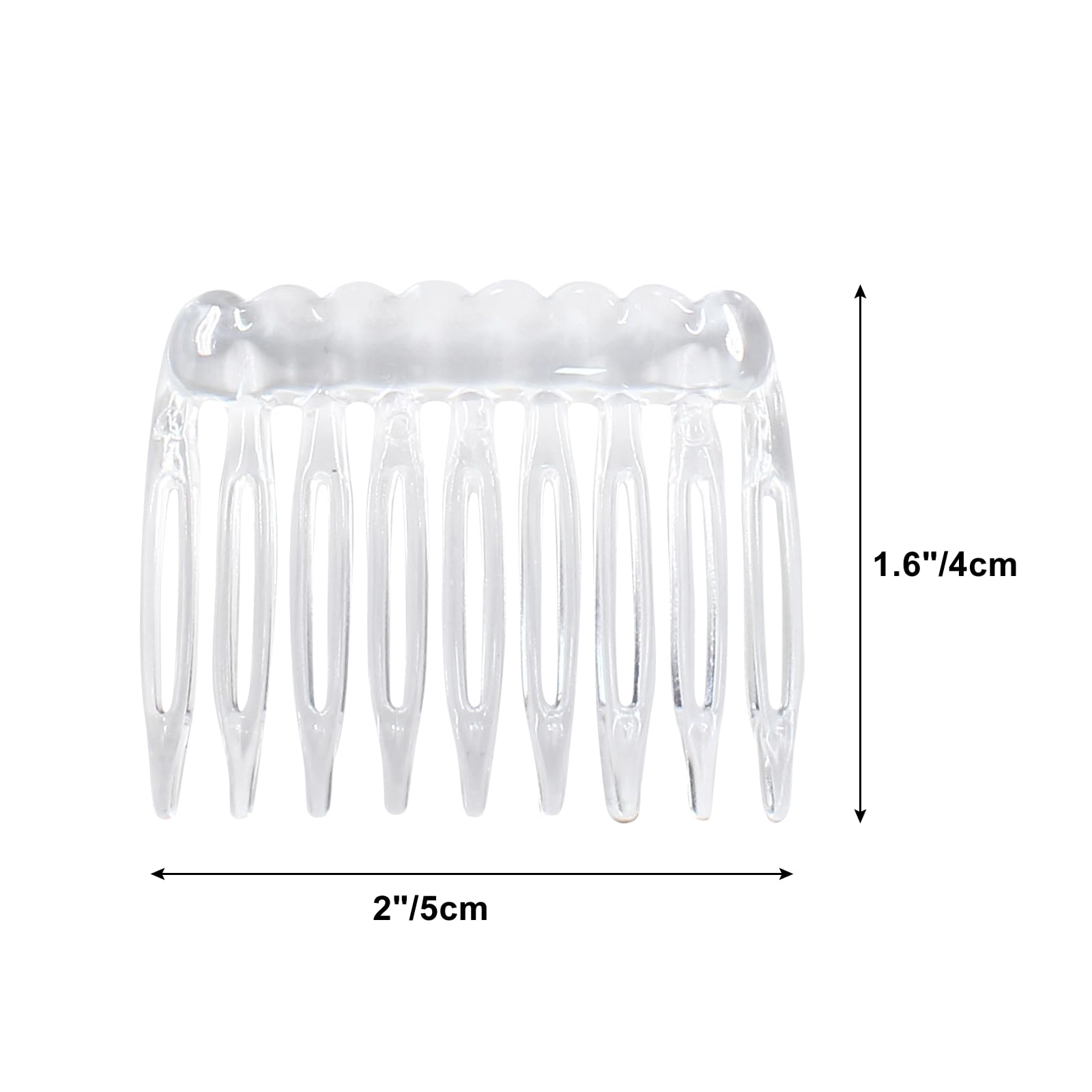 24 sztuki plastikowych grzebieni do włosów, małe francuskie skręcone grzebienie, spinki do włosów, dla kobiet, dziewcząt, welon ślubny, czarny, przezroczysty