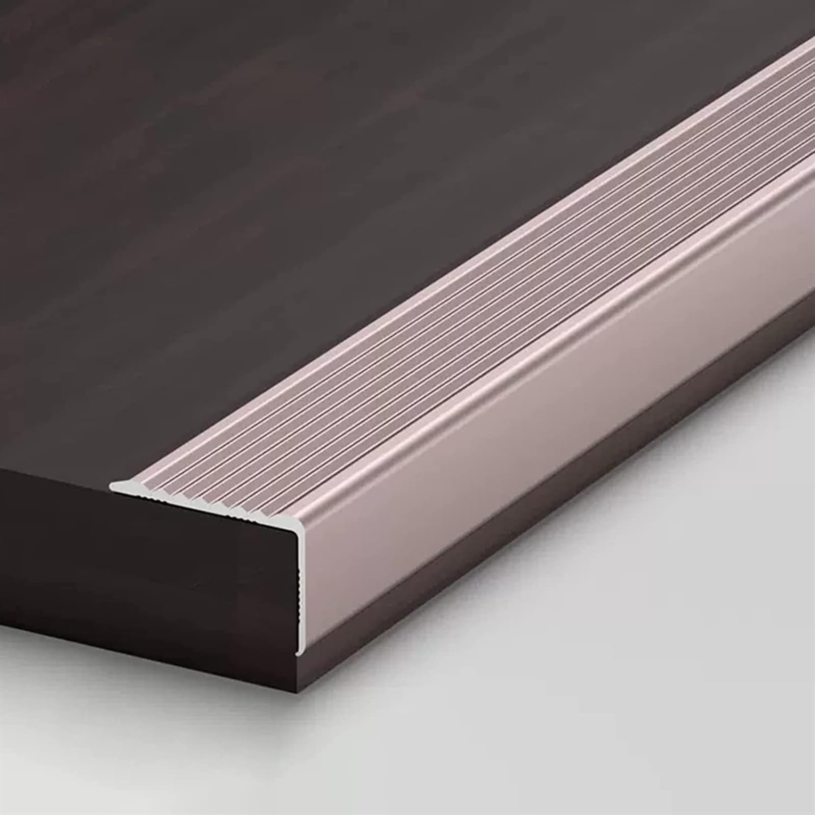 KEuLen Profilo di Transizione, Striscia di Soglia, Striscia di Protezione del Bordo del Gradino della Scala con Striscia di Transizione for Bordi scanalati in Lega di Alluminio(Rose Gold)