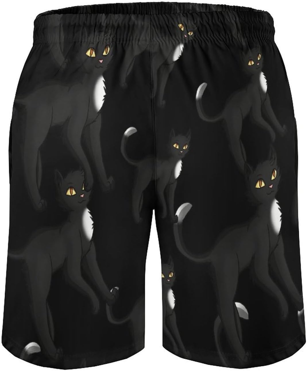 Black Cat Mens Swim Trunks Quick Dry Board Shorts Beach Short Swimwear Bathing Suits