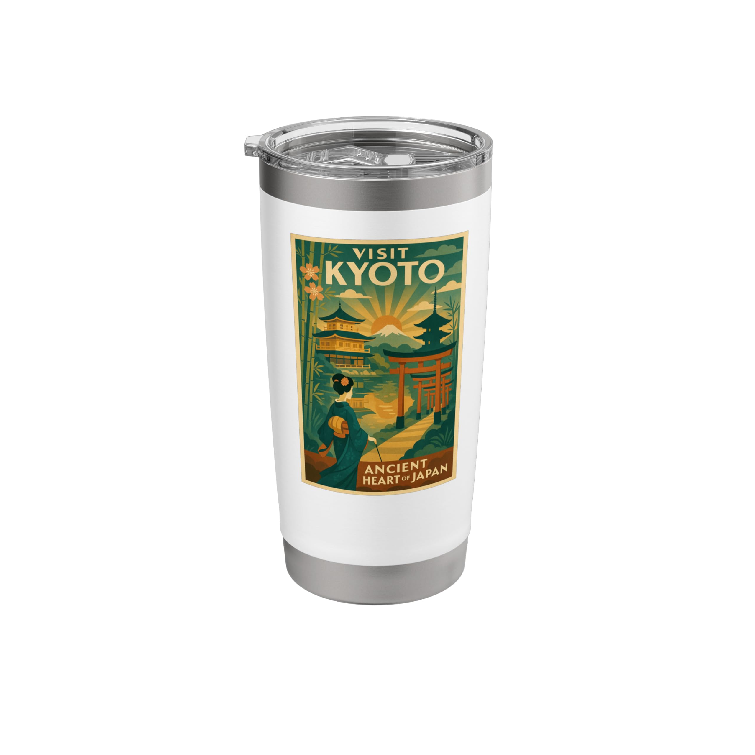 Vintage Travel Poster Style - Kyoto Japan Stainless Steel Insulated Tumbler