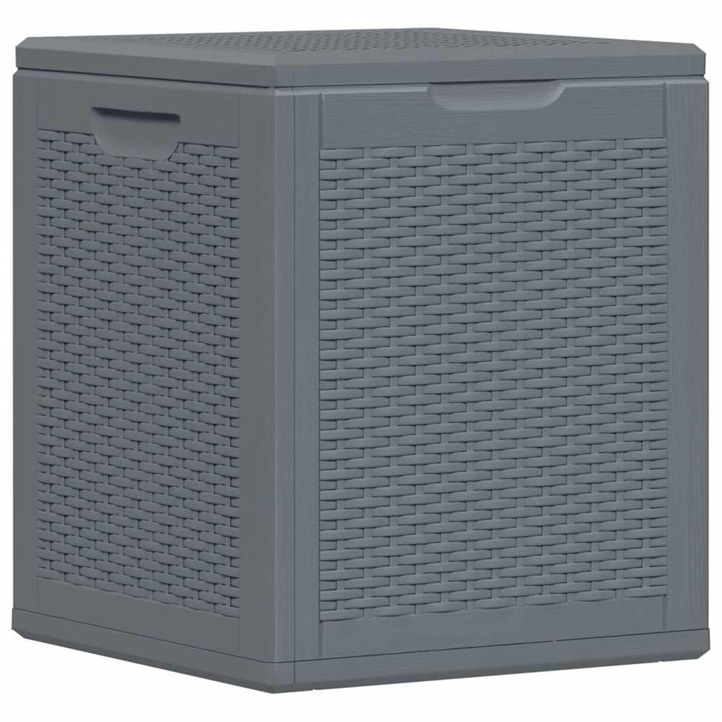vidaXL Contenitore da Giardino Grigio in Rattan PP 90 L, Contenitore portaoggetti da Giardino, portaoggetti, cesta degli Attrezzi, Contenitore