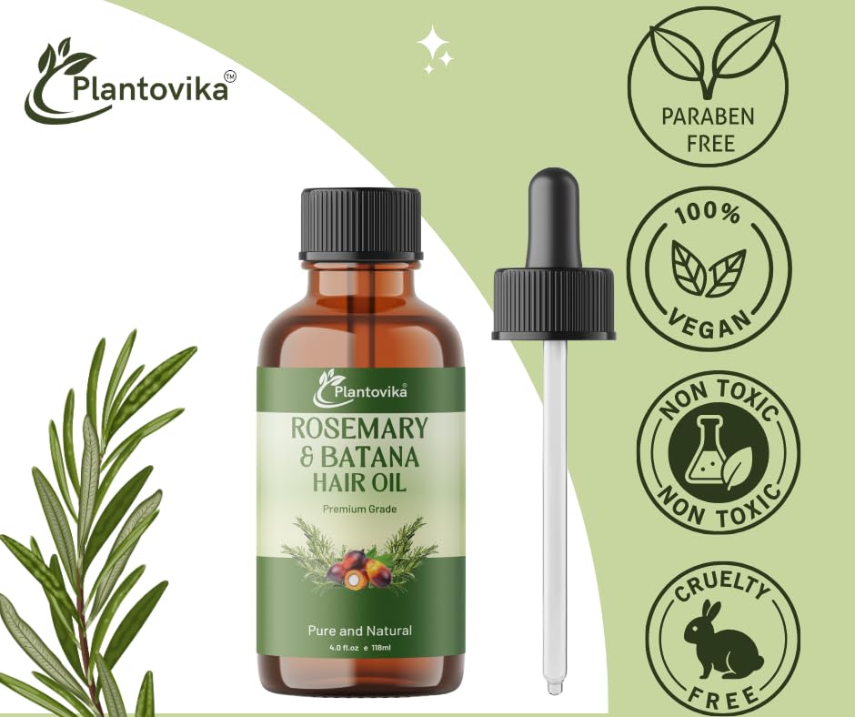 Rosemary & Batana Hair Growth Oil 4oz – Scalp & Hair Strengthening Treatment – Supports Growth, Reduces Thinning, Hydrates Dry Scalp, and Repairs Split Ends – Natural Nourishing Formula