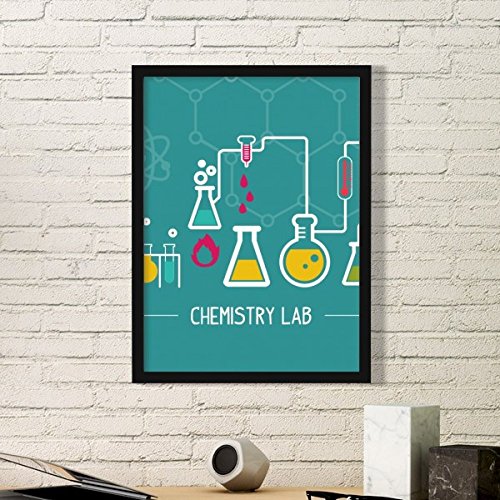 Cadre réaction chimique en bois noir rectangle, cadeau pour enseignant