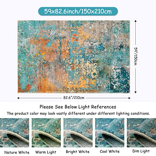 Lahome Modern Abstract Area Rugs 5x7, Large Washable Rugs for Living Room Bedroom Non Slip, Colorful Indoor Floor Carpet for Dining Room Apartment Dorm Kids Nursery Home Decor