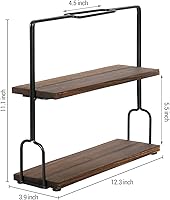 Vista 5 de MyGift Soporte rústico de 2 niveles para servir postres para cupcakes, madera marrón quemada y metal negro mate rectangular estante de exhibición